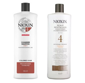  Nioxin System 4 | Zestaw przeciw wypadaniu do włosów farbowanych i znacznie przerzedzonych: szampon 1000ml + odżywka 1000ml 
